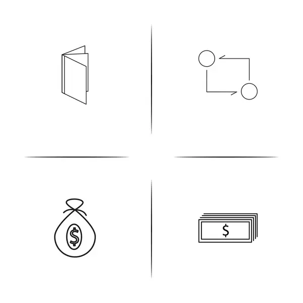Conjunto Iconos Lineales Simples Banca Finanzas Dinero Iconos Vectoriales Delineados — Archivo Imágenes Vectoriales
