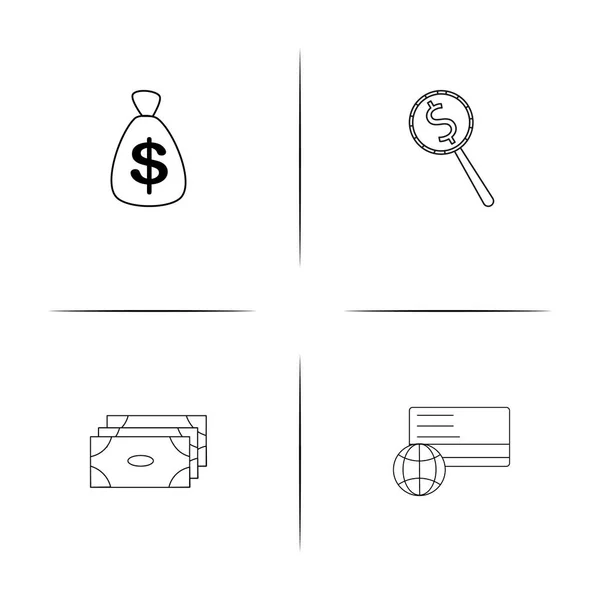 Conjunto Iconos Lineales Simples Banca Finanzas Dinero Iconos Vectoriales Delineados — Archivo Imágenes Vectoriales