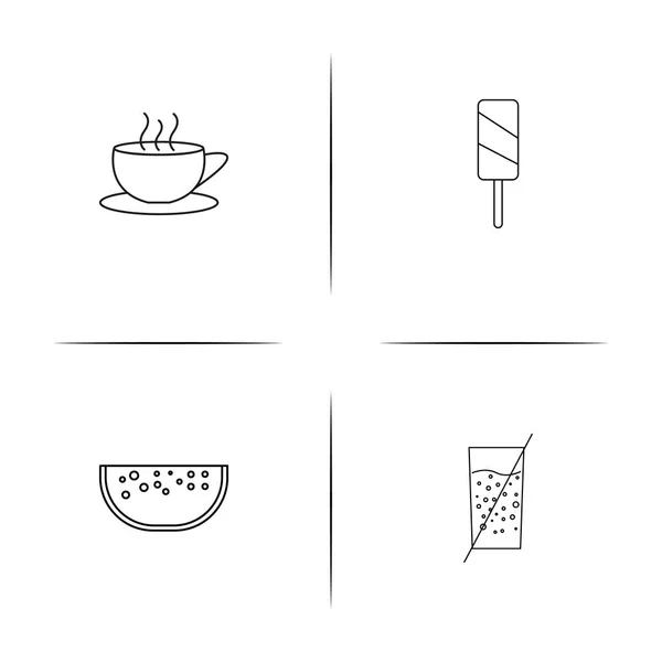 Comida Bebida Conjunto Iconos Lineales Simples Iconos Vectoriales Delineados — Vector de stock