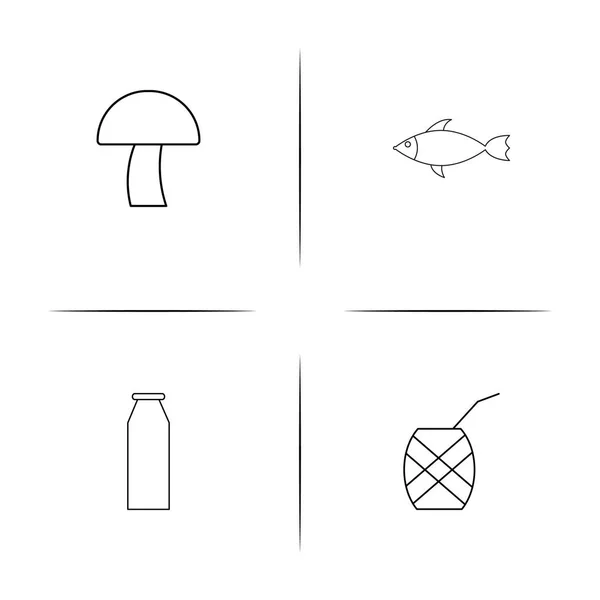 Essen Und Trinken Einfache Lineare Symbole Gesetzt Umrissene Vektorsymbole — Stockvektor