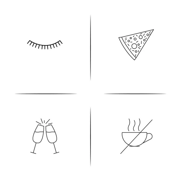 Comida y bebida conjunto de iconos lineales simples. Iconos vectoriales delineados — Vector de stock