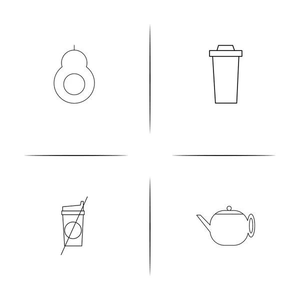 Comida y bebida conjunto de iconos lineales simples. Iconos vectoriales delineados — Vector de stock