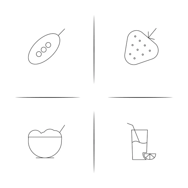 Comida y bebida conjunto de iconos lineales simples. Iconos vectoriales delineados — Vector de stock