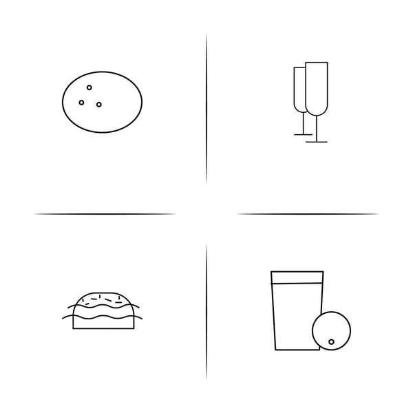 Comida y bebida conjunto de iconos lineales simples. Iconos vectoriales delineados — Vector de stock