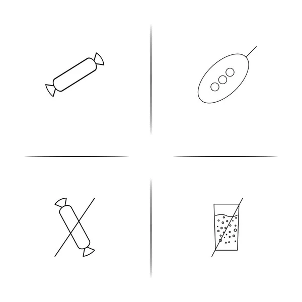 Essen und Trinken einfache lineare Symbole gesetzt. umrissene Vektorsymbole — Stockvektor