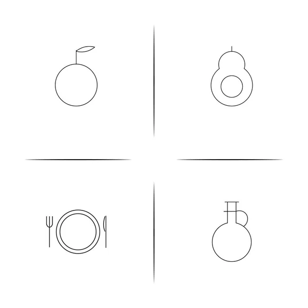 Mat och dricka enkel linjär ikoner set. Konturerad vektor ikoner — Stock vektor