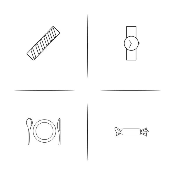 Comida y bebida conjunto de iconos lineales simples. Iconos vectoriales delineados — Vector de stock