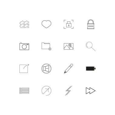 Kullanıcı arabirimi basit doğrusal simgeler kümesi. Seviyelendirilmiş vektör simgeler