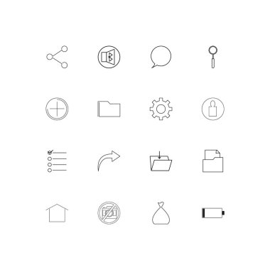 Kullanıcı arabirimi basit doğrusal simgeler kümesi. Seviyelendirilmiş vektör simgeler