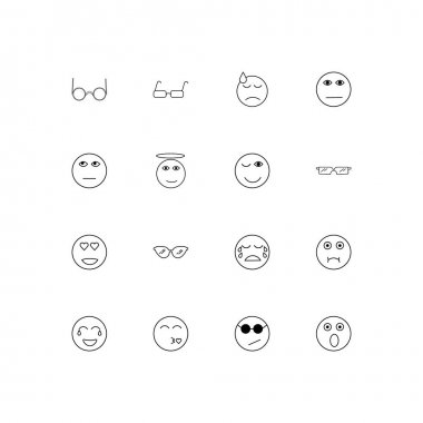 İfadeler basit doğrusal Icons set. Seviyelendirilmiş vektör simgeler