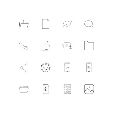 Ağ ve veritabanı basit doğrusal simgeler kümesi. Seviyelendirilmiş vektör simgeler