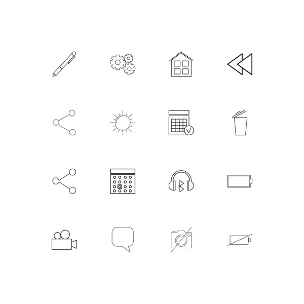 Interfaz Usuario Conjunto Iconos Lineales Simples Iconos Vectoriales Delineados — Vector de stock