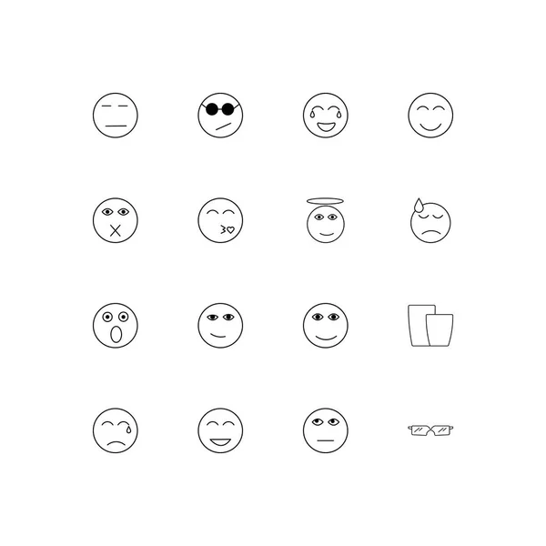 Emoticons Einfache Lineare Symbole Gesetzt Umrissene Vektorsymbole — Stockvektor