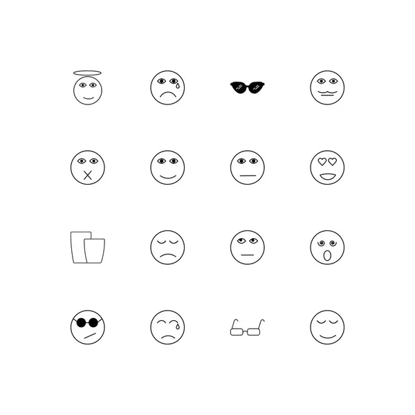 Emoticons Conjunto Ícones Lineares Simples Ícones Vetoriais Delineados —  Vetores de Stock