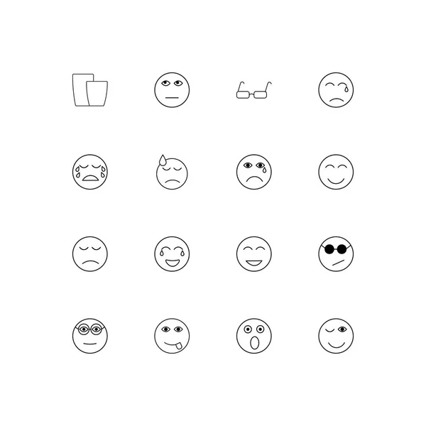 Emoticons Conjunto Ícones Lineares Simples Ícones Vetoriais Delineados —  Vetores de Stock