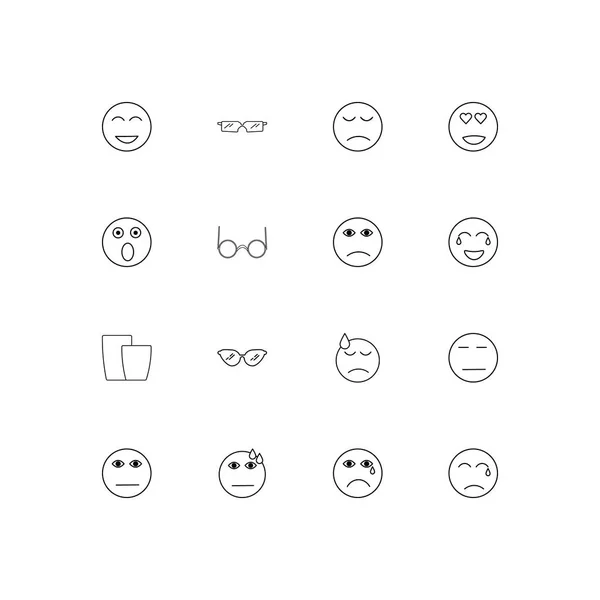 Emoticons Conjunto Ícones Lineares Simples Ícones Vetoriais Delineados —  Vetores de Stock