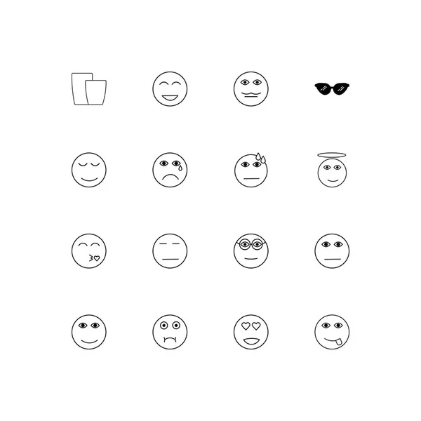 Emoticons Conjunto Ícones Lineares Simples Ícones Vetoriais Delineados —  Vetores de Stock