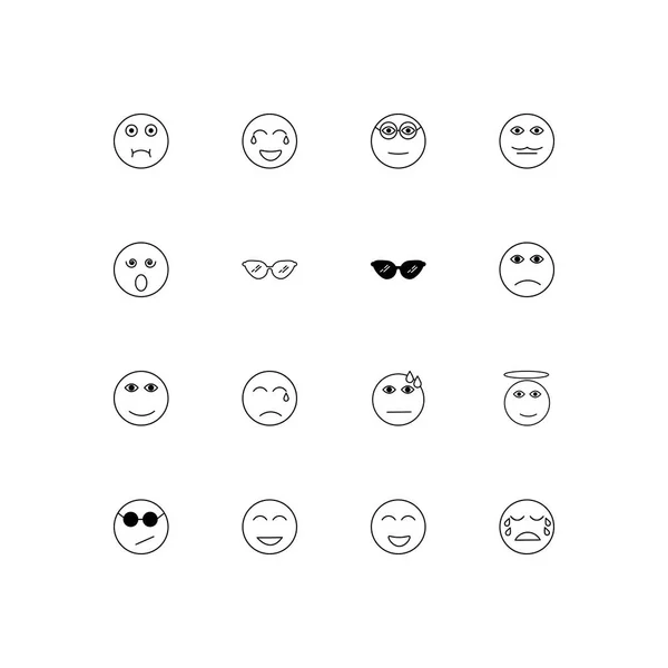 Emoticons Conjunto Ícones Lineares Simples Ícones Vetoriais Delineados —  Vetores de Stock