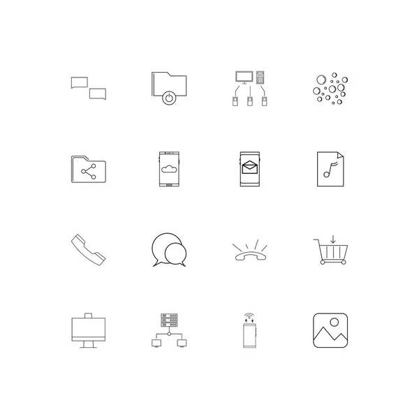 Network Database Simple Linear Icons Set Outlined Vector Icons — Stock Vector