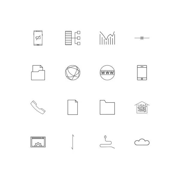 Conjunto Iconos Lineales Simples Network Database Iconos Vectoriales Delineados — Archivo Imágenes Vectoriales