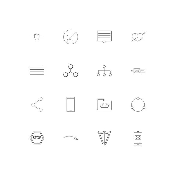 Conjunto Iconos Lineales Simples Network Database Iconos Vectoriales Delineados — Vector de stock