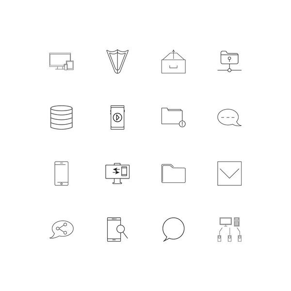 Простой набор иконок сети и базы данных. Очерченные векторные иконки
