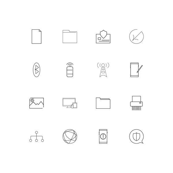 Conjunto Iconos Lineales Simples Network Database Iconos Vectoriales Delineados — Vector de stock