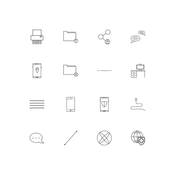 Conjunto Iconos Lineales Simples Network Database Iconos Vectoriales Delineados Gráficos Vectoriales