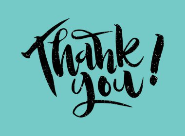 Kartı, kartpostal, etiket için el letterng teşekkür ederim.