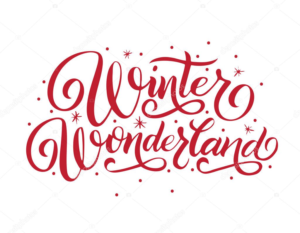 Hand Die Winter Wunderland Schriftzug Anmeldung Für Postkarten Poster