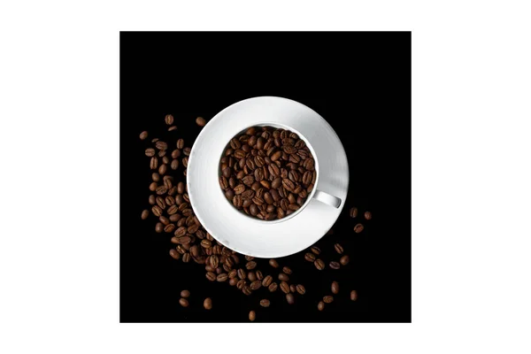 커피 한잔 가득 커피 콩 — 스톡 사진