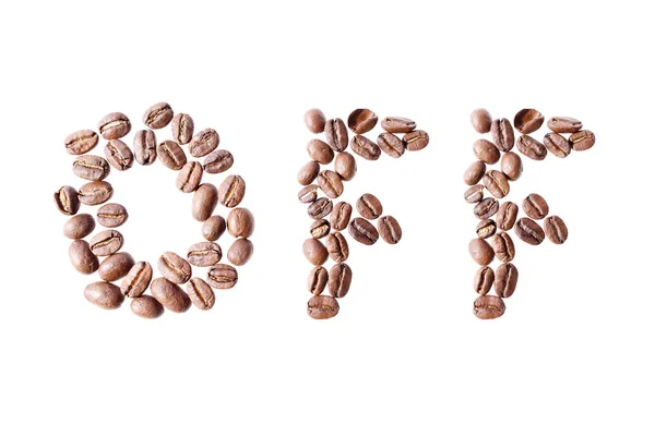 Кофе слово, написанное кофейных зерен изолированы на белом фоне — стоковое фото