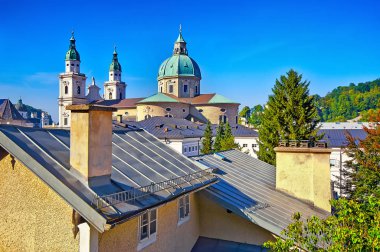 Gün batımında, Salzburg tarihi bir şehir, Salzburg havadan görünümü
