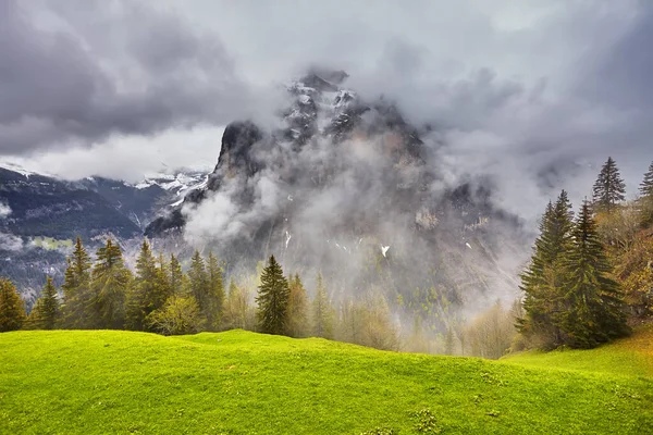 Dalen Lauterbrunnen Byn Lauterbrunnen Berömda Berget Jungfrau Schweiziska Alperna Schweiz — Stockfoto