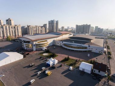 International Exhibition Centre and Kyiv cityscape clipart
