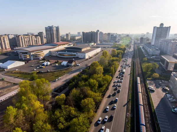 International Exhibition Centre and Kyiv cityscape — Stock Photo, Image