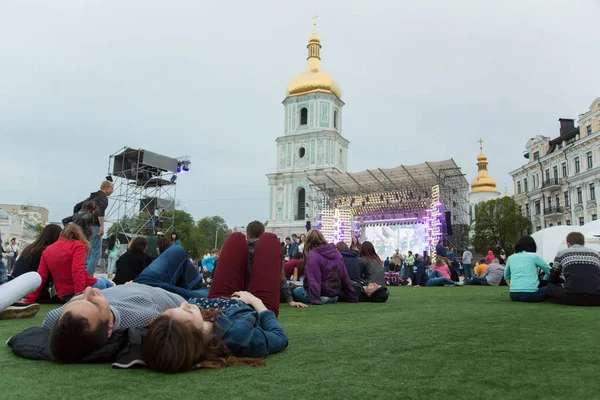 Фан-зона пісня-конкурс Євробачення — стокове фото