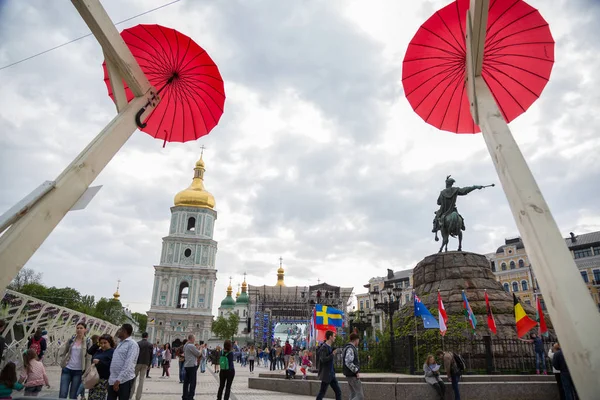 Фан-зона пісня-конкурс Євробачення — стокове фото