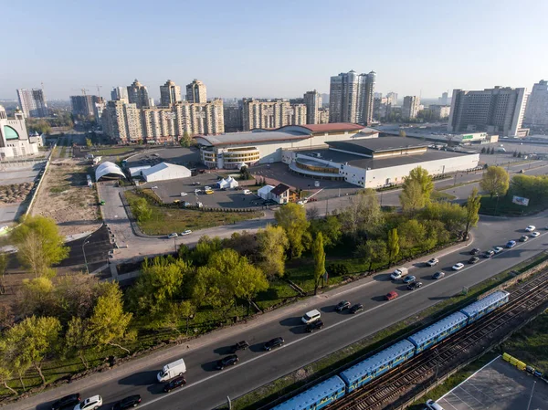 International Exhibition Centre and Kyiv cityscape — Stock Photo