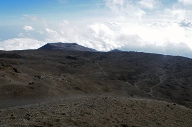 Etna Dağı krateri 'nden görünüm, Sicilya, Italya