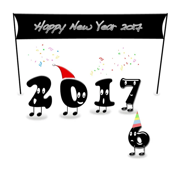 Los números animados del año 2017 que felicitan con un nuevo año . — Foto de Stock