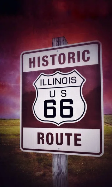 Historisches Illinois Route 66 Oldtimer-Schild. — Stockfoto