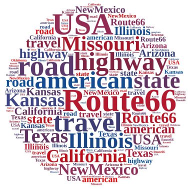 Route 66 kelime bulutu.