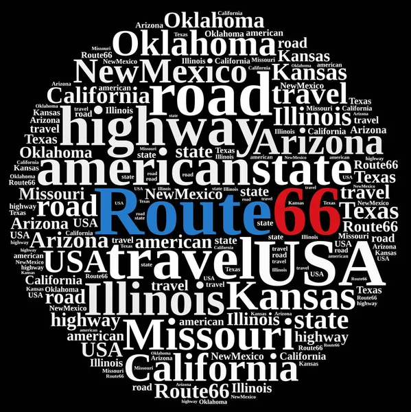 Wortwolke auf der Route 66. — Stockfoto