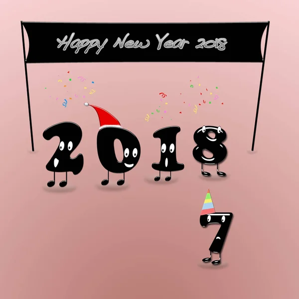 2018 yıl ile yeni yıl tebrik animasyon sayılar. — Stok fotoğraf