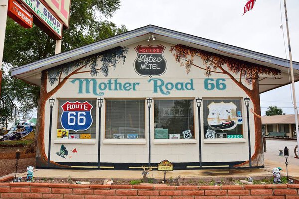 Sign of Aztec Motel in Seligman.