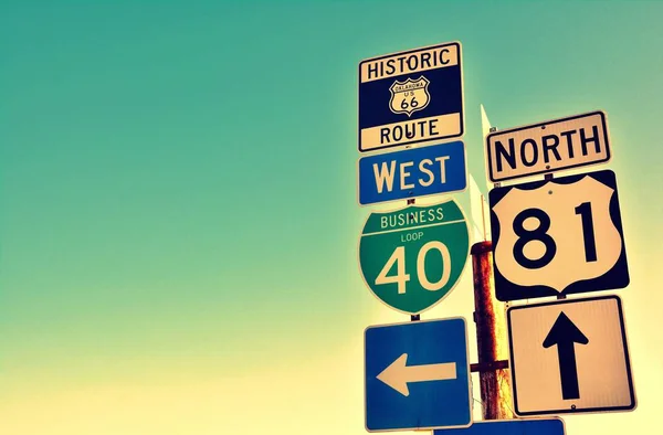 Route 66 road signs on Oklahoma. — Stock Photo, Image