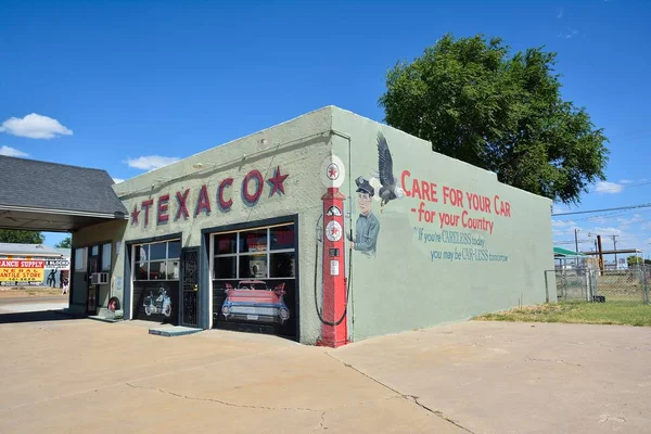 Tucumcari Nuovo Messico Luglio 2017 Distributore Benzina Texaco Tucumcari Logo — Foto Stock