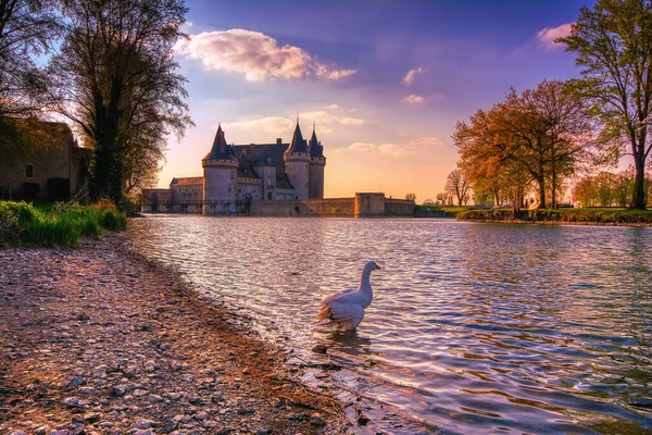 Sully Sur Loire Fransa Nisan 2019 Gün Batımında Ünlü Ortaçağ — Stok fotoğraf