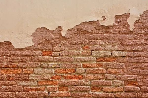 Old Brick Wall Peeling Plaster Old Background — Stock Photo, Image